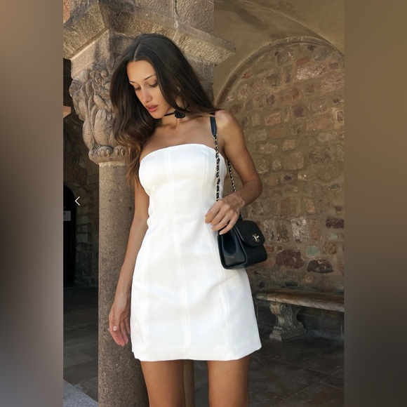 Meshki White Maci Crepe Strapless Mini Dress - Picture 3 of 3